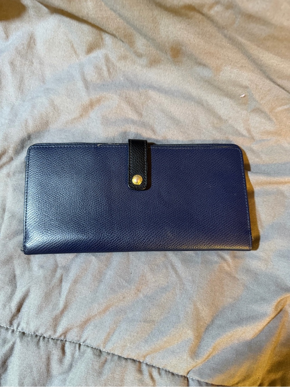 Vera Bradley Navy Long Wallet with Black Snap Strap
